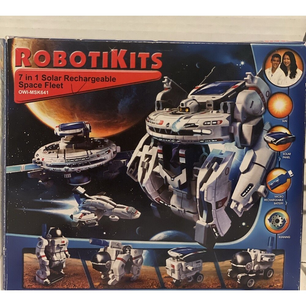 ROBOTIKITS - 7 in 1 Solar Rechargeable Space Fleet - OWI-MSK641 complete NEW